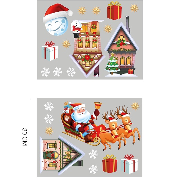 Samolepky na okno Santa s dome�ky 30x40 cm