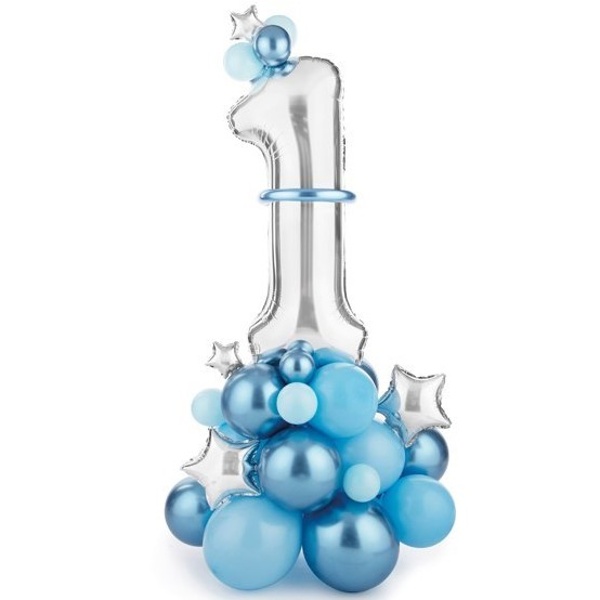Set bal�nk� 1. narozeniny modro-st��brn� 90 x 140 cm