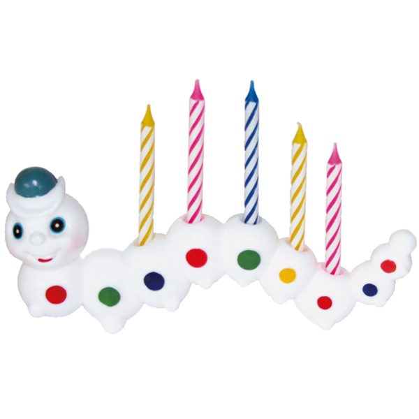 Set spir�lov�ch sv��ek se stoj�nkem Housenka 8 ks 14 x 6,3 cm
