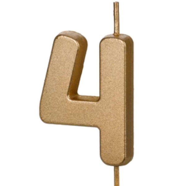 Sv��ka dortov� ��slo 4 zlat� 4,5 cm