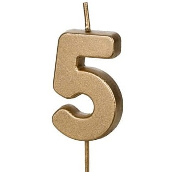 Sv��ka dortov� ��slo 5 zlat� 4,5 cm