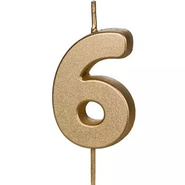 Sv��ka dortov� ��slo 6 zlat� 4,5 cm