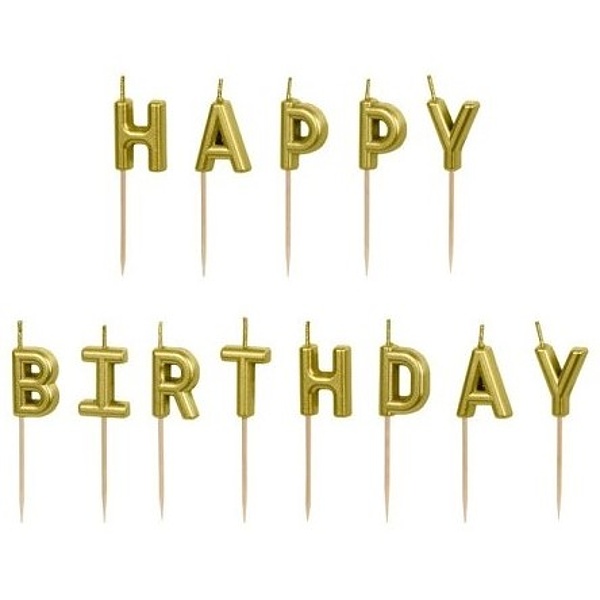 Sv��ky narozeninov� Happy Birthday, 2,5 cm zlat�