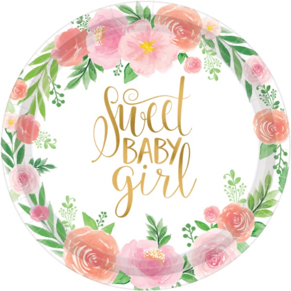 TAL��E pap�rov� Floral Baby Girl 26,7cm 8ks