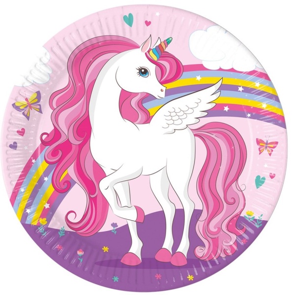 TAL��KY pap�rov� Jednoro�ec Rainbow Colors 23 cm 8 ks
