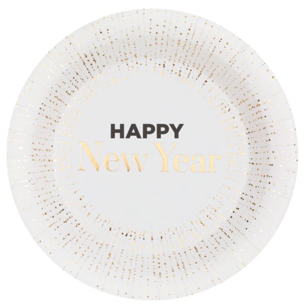 Tal��e pap�rov� HNY b�lo-zlat� 22,5 cm 10 ks