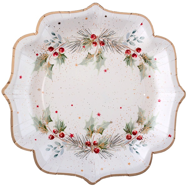 Tal��e pap�rov� b�l� s v�tvi�kami 21cm 10ks