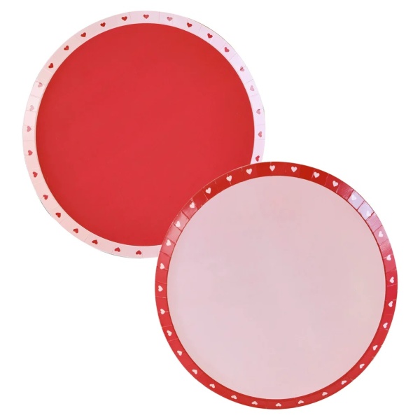 Tal��e pap�rov� �erveno-r��ov� se srd��ky 25 cm 8 ks