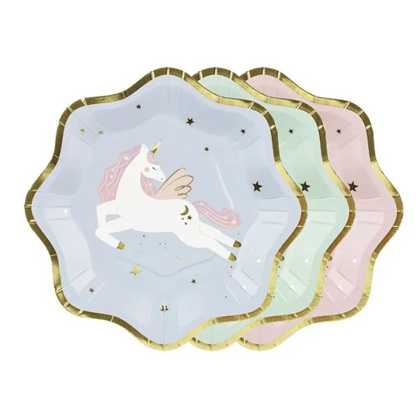 Tal��ky pap�rov� pastelov� Jednoro�ci 18x18 cm 6 ks