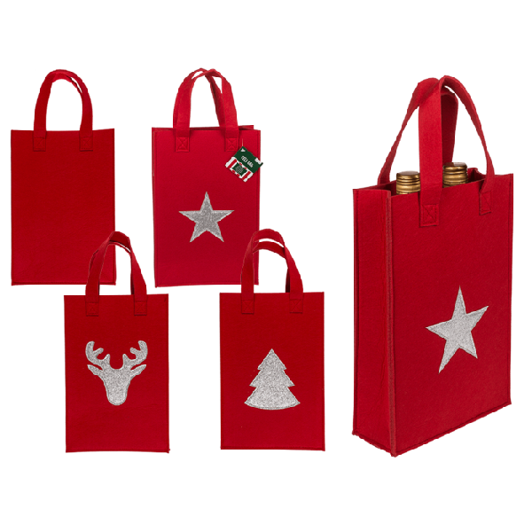 Ta�ka d�rkov� filcov� �erven� X-mas mix motiv� 20 x 8 x 30 cm