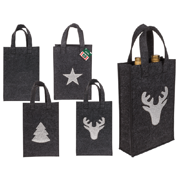 Ta�ka d�rkov� filcov� �ed� X-mas mix motiv� 20 x 8 x 30 cm