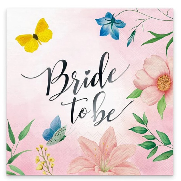 Ubrousky pap�rov� Bride to be Flower 33 x 33 cm 10 ks