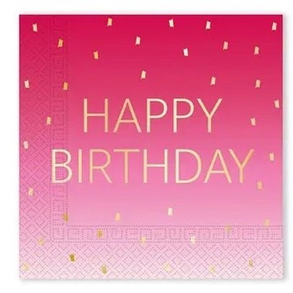Ubrousky pap�rov� Happy Birthday Pink 20ks 33x33cm