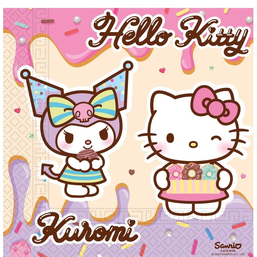 Ubrousky pap�rov� Hello Kitty & Kuromi 33x33 cm 20 ks