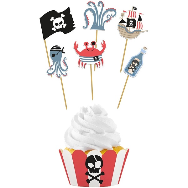 Z�pichy na cupcakes Pirat party 6 ks