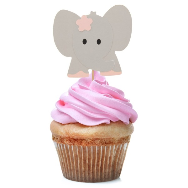 Z�pichy na cupcakes Slon r��ov� 10 ks