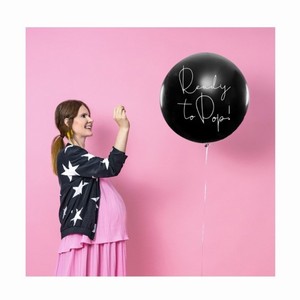 Balon Jumbo �ern� s modr�mi konfetami HOLKA