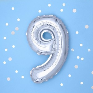 BAL�NEK foliov� "9" st��brn� 35cm