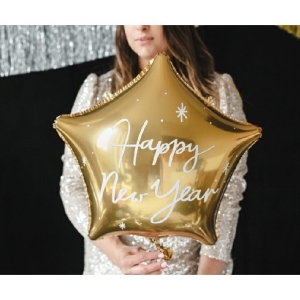 Bal�nek f�liov� Hv�zda zlat� Happy New Year 40 cm
