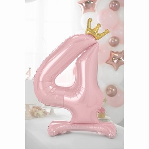 BAL�NEK f�liov� Stojac� ��slo 4 s korunkou sv�tle r��ov� 84 cm