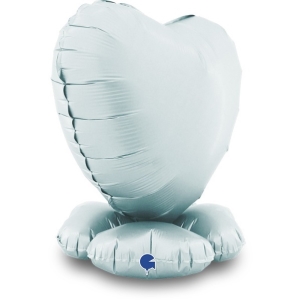 Bal�nkov� z�kladna mini srdce sat�nov� pastelov� modr� 30 cm