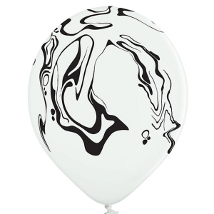 Bal�nky latexov� �ern� mramor b�lo zlat� 30 cm 6 ks