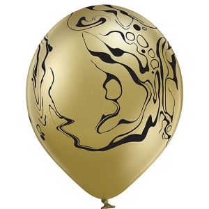 Bal�nky latexov� �ern� mramor b�lo zlat� 30 cm 6 ks