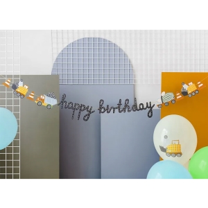 Girlanda "Happy brithday" Stavebn� vozidla, 2 m