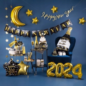 Banner HNY �erno-zlat� 250cm