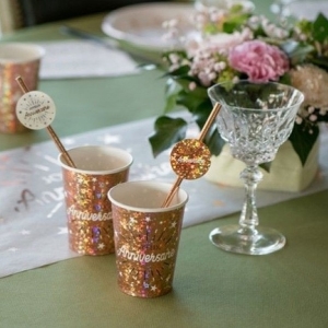 Br�ka pap�rov� Happy Birthday Sparkling Rose Gold 8ks