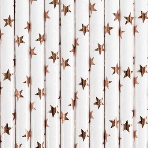 Br�ka pap�rov�, b�l�, s Rose gold hv�zdi�kami