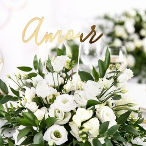 DEKORACE na dort - n�pis Amour zlat� 22,5cm 2