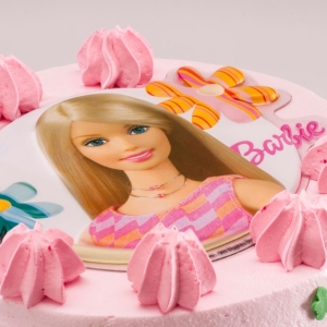 Dekorace na dort plastov� disk Barbie 18 cm 3 ks