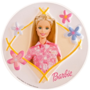 Dekorace na dort plastov� disk Barbie 18 cm 3 ks