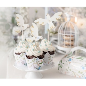 Dekorativn� obal na cupcakes Kv�ty a holubice 6 ks