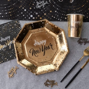 Tal��e pap�rov� osmihrann� HNY zlat� 23 cm 10 ks
