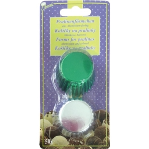 Mini ko���ky na pralinky hlin�kov� zelen�/st��brn� 50 ks