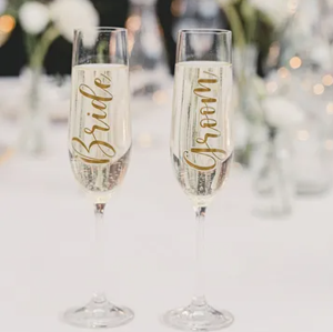 N�lepky na sklo ''Groom, Bride'', zlat�