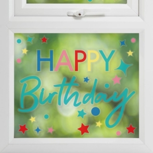 Samolepky na okno Happy Birthday multicolor