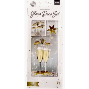 Set dekorac� na skleni�ky Happy New Year 12 ks
