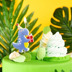 Sv��ka Dinosaur modr� s d�rkem 10cm 1ks