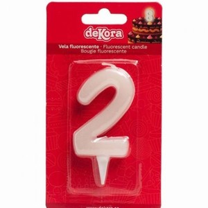 Sv��ka dortov� ��slo 2 fluorescentn� 6 cm