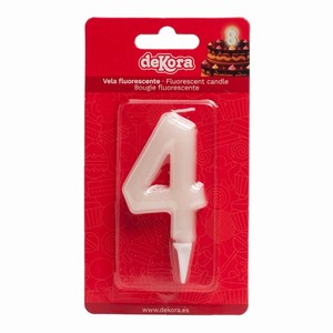 Sv��ka dortov� ��slo 4 fluorescentn� 6 cm