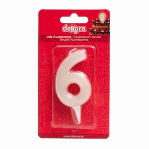 Sv��ka dortov� ��slo 6 fluorescentn� 6 cm