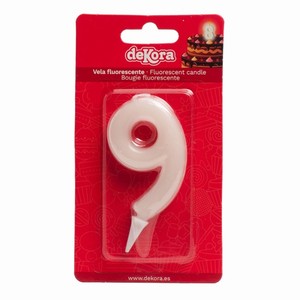 Sv��ka dortov� ��slo 9 fluorescentn� 6 cm