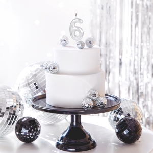 Sv��ka dortov� leskl� "6" st��brn� 6 cm