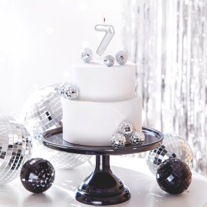 Sv��ka dortov� leskl� "7" st��brn� 6 cm