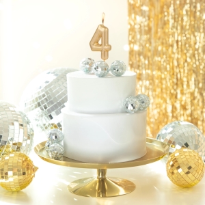 Sv��ka dortov� leskl� "4" zlat� 6 cm