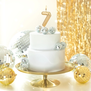 Sv��ka dortov� leskl� "7" zlat� 6 cm