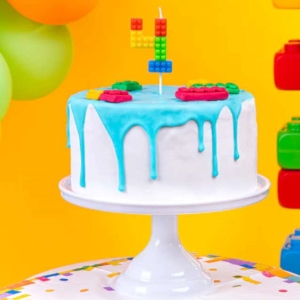Sv��ka dortov� ��slo 4 Lego kosti�ky 11 cm